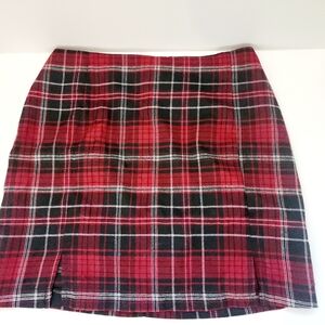 Love On A Hanger Plaid Tarten Red Black Women Junior School-Girl Sz 7 Mini Skirt